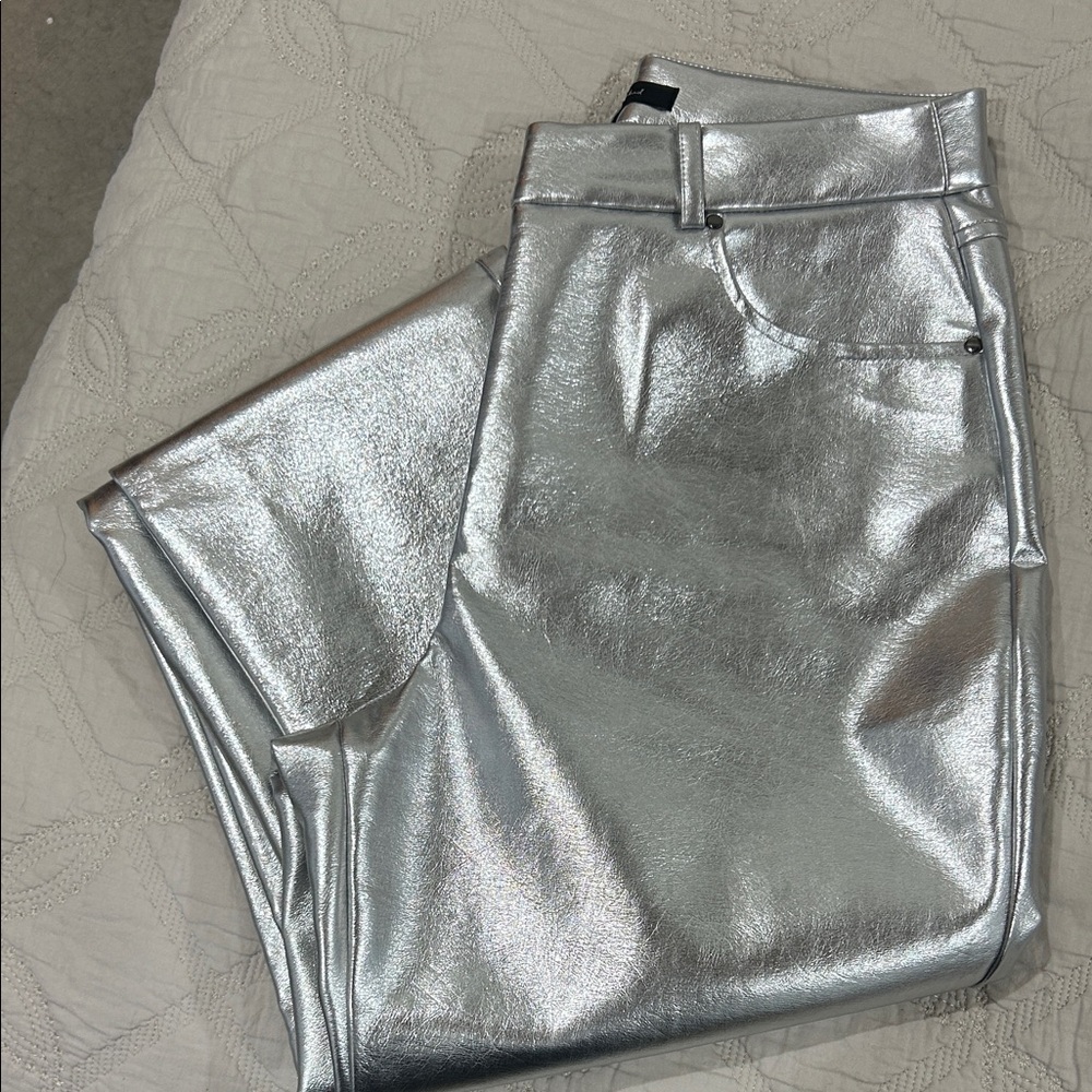 7 for All Mankind Silver Metallic Jeans